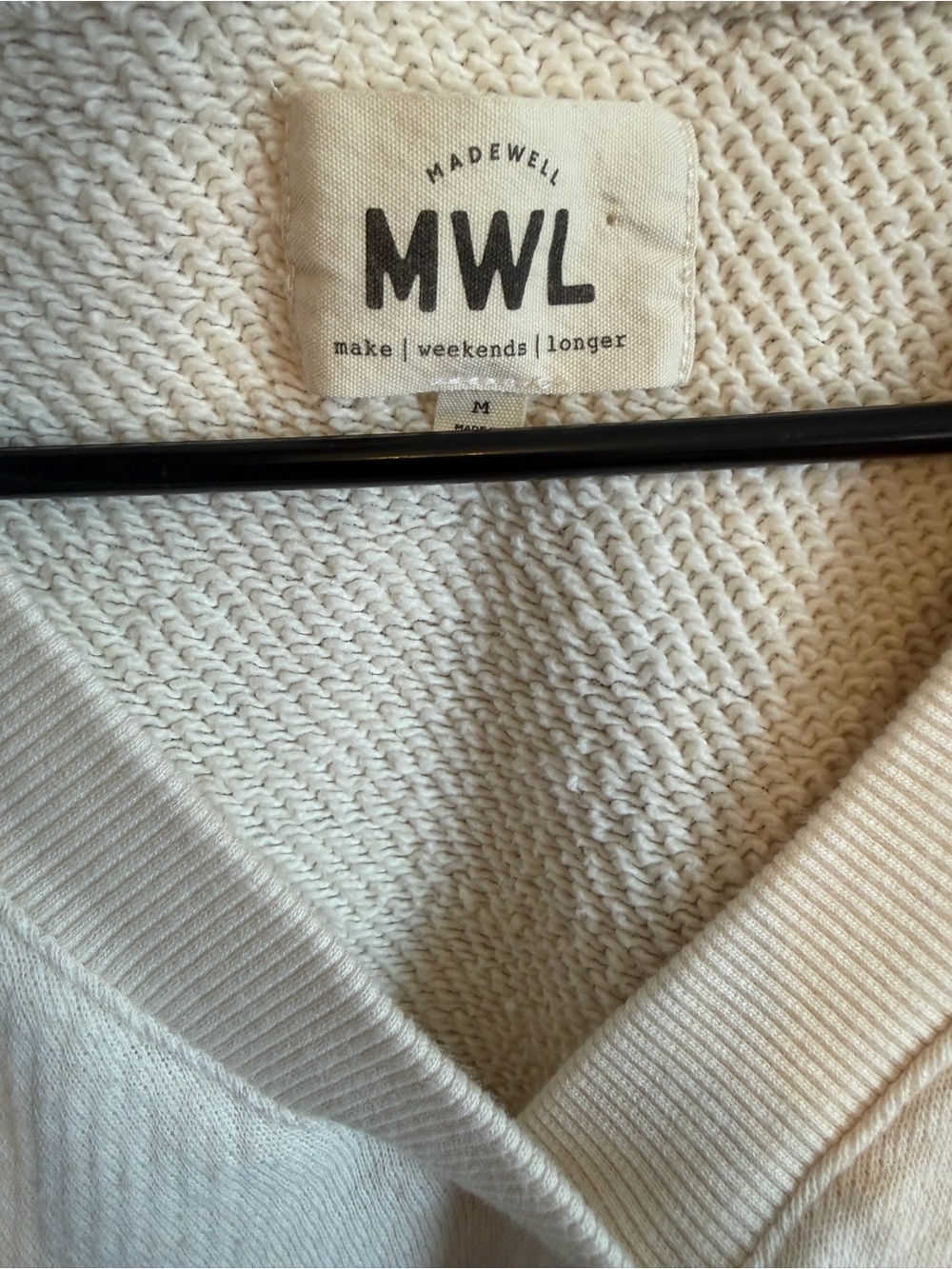 Madewell MWL Cream V-Neck Short Sleeve Sweater - Picture 3 of 7
